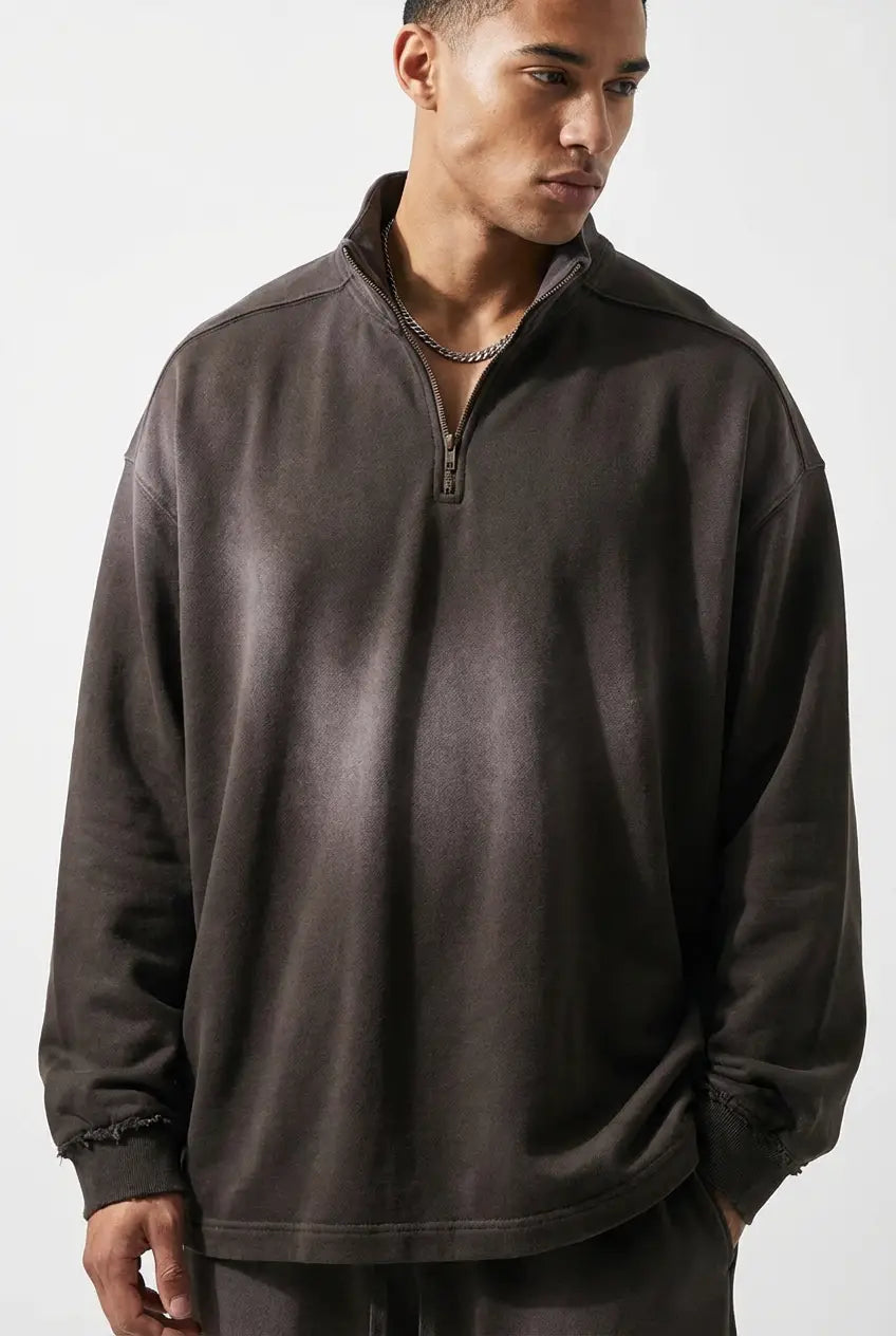 SUN FADE RAW EDGE QUARTER-ZIP SWEATSHIRT®