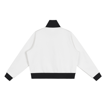 CONTRAST SIDE STRIPE FLEECE CROPPED TRACK JACKET®