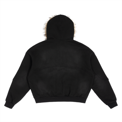 SUN FADE BOXY DETACHABLE FUR HOODIE®