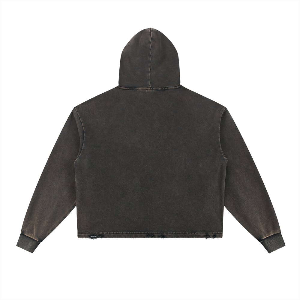 VINTAGE WASHED FRAYED-HEM HOODIE®