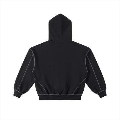 CONTRAST- STITCHED BOXY FLEECE ZIP-UP®