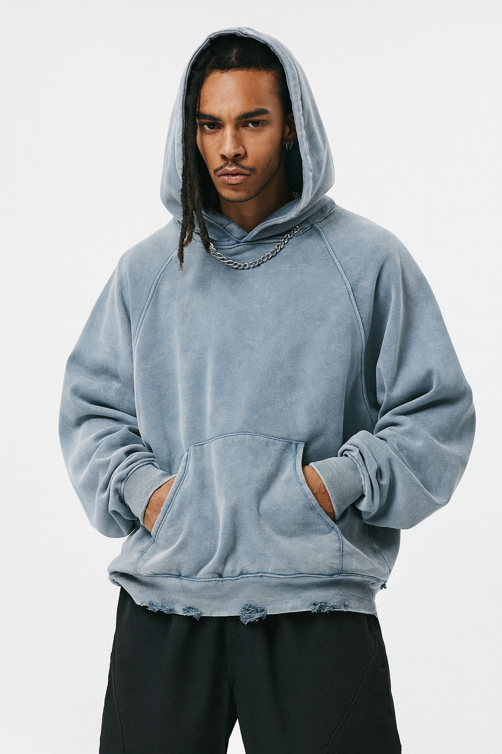 VINTAGE WASHED FRAYED-HEM HOODIE®