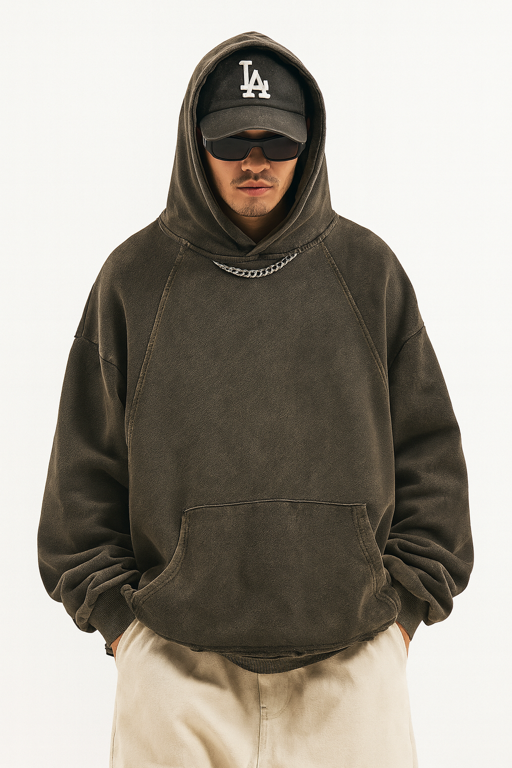 VINTAGE WASHED FRAYED-HEM HOODIE®