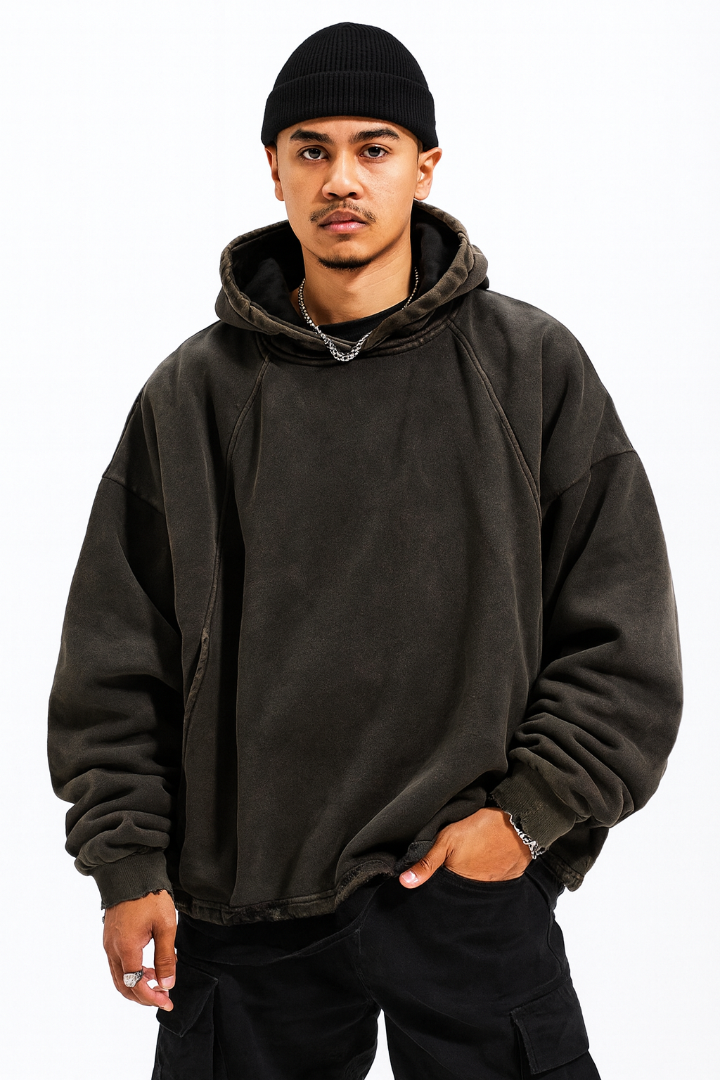 VINTAGE WASHED FRAYED-HEM HOODIE®