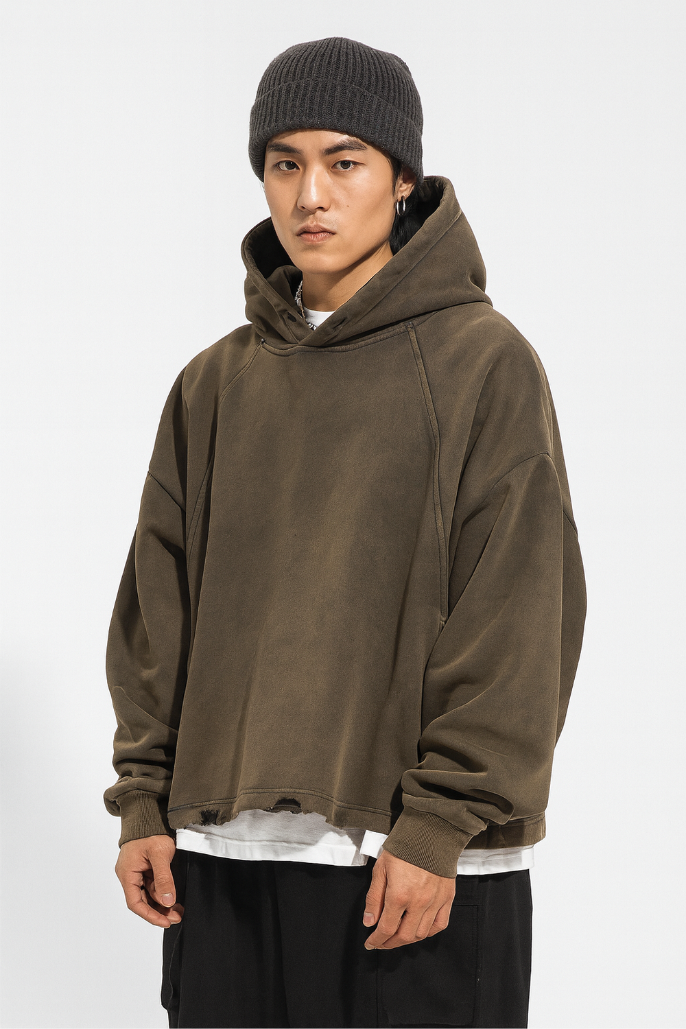 VINTAGE WASHED FRAYED-HEM HOODIE®