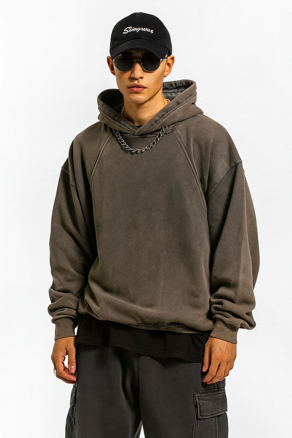 VINTAGE WASHED FRAYED-HEM HOODIE®