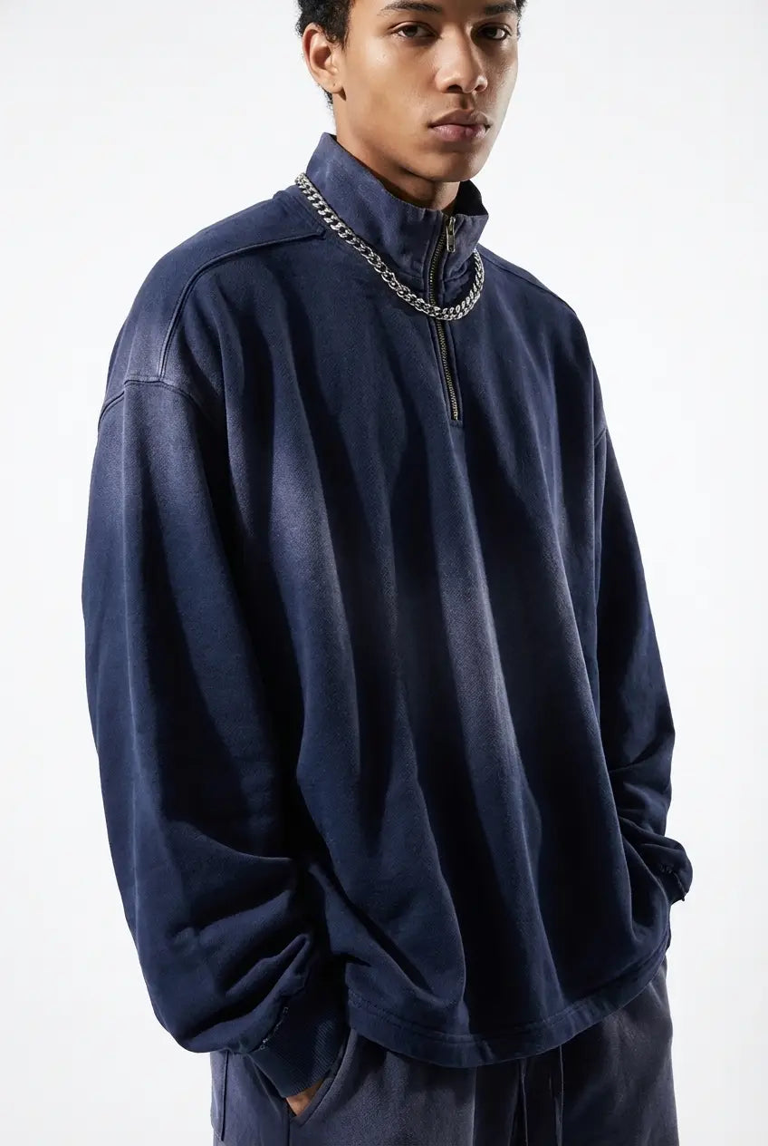 SUN FADE RAW EDGE QUARTER-ZIP SWEATSHIRT®