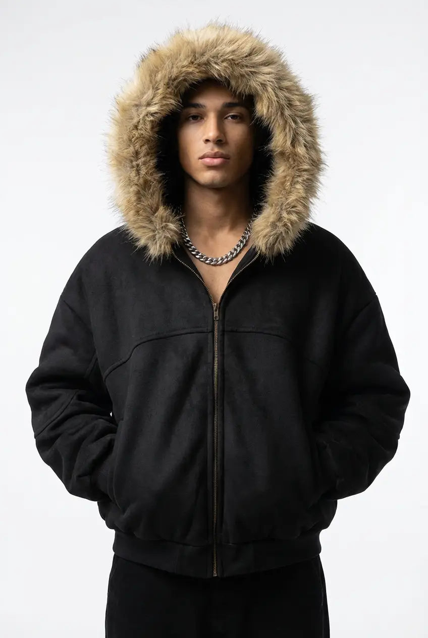 SUN FADE BOXY DETACHABLE FUR HOODIE®