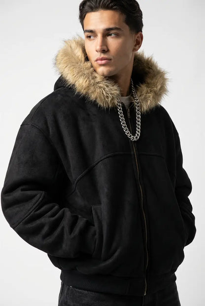 SUN FADE BOXY DETACHABLE FUR HOODIE®