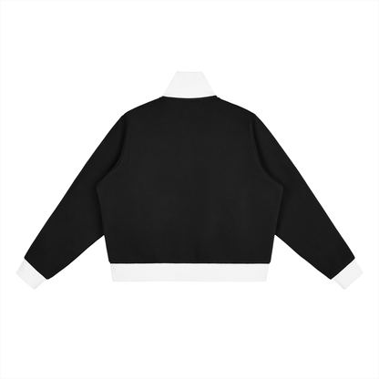 CONTRAST SIDE STRIPE FLEECE CROPPED TRACK JACKET®