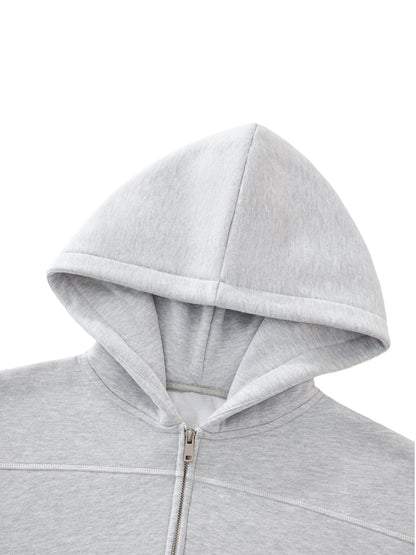 CONTRAST- STITCHED BOXY FLEECE ZIP-UP®